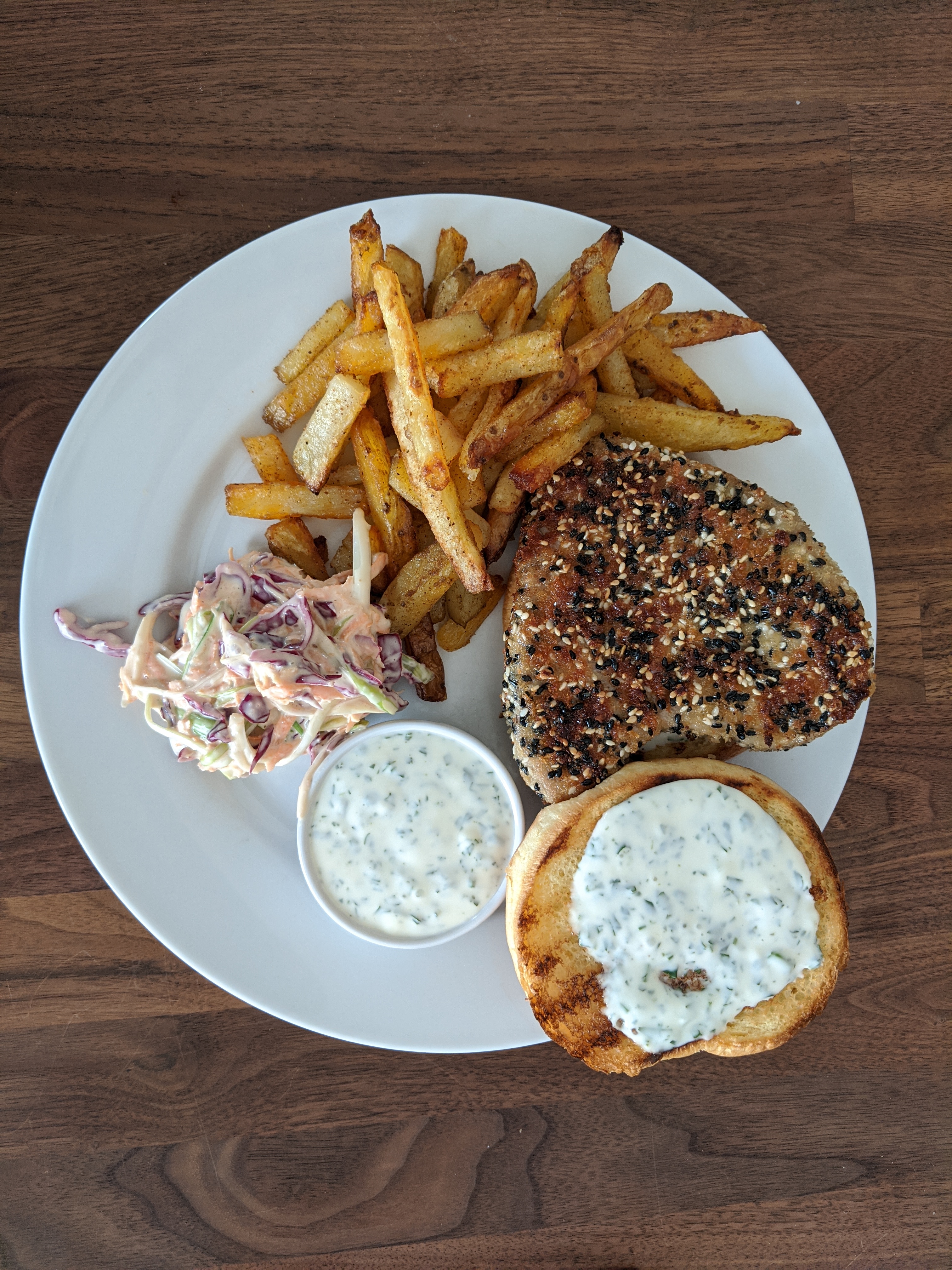 Crispy sesame Tuna burger with lime mayo