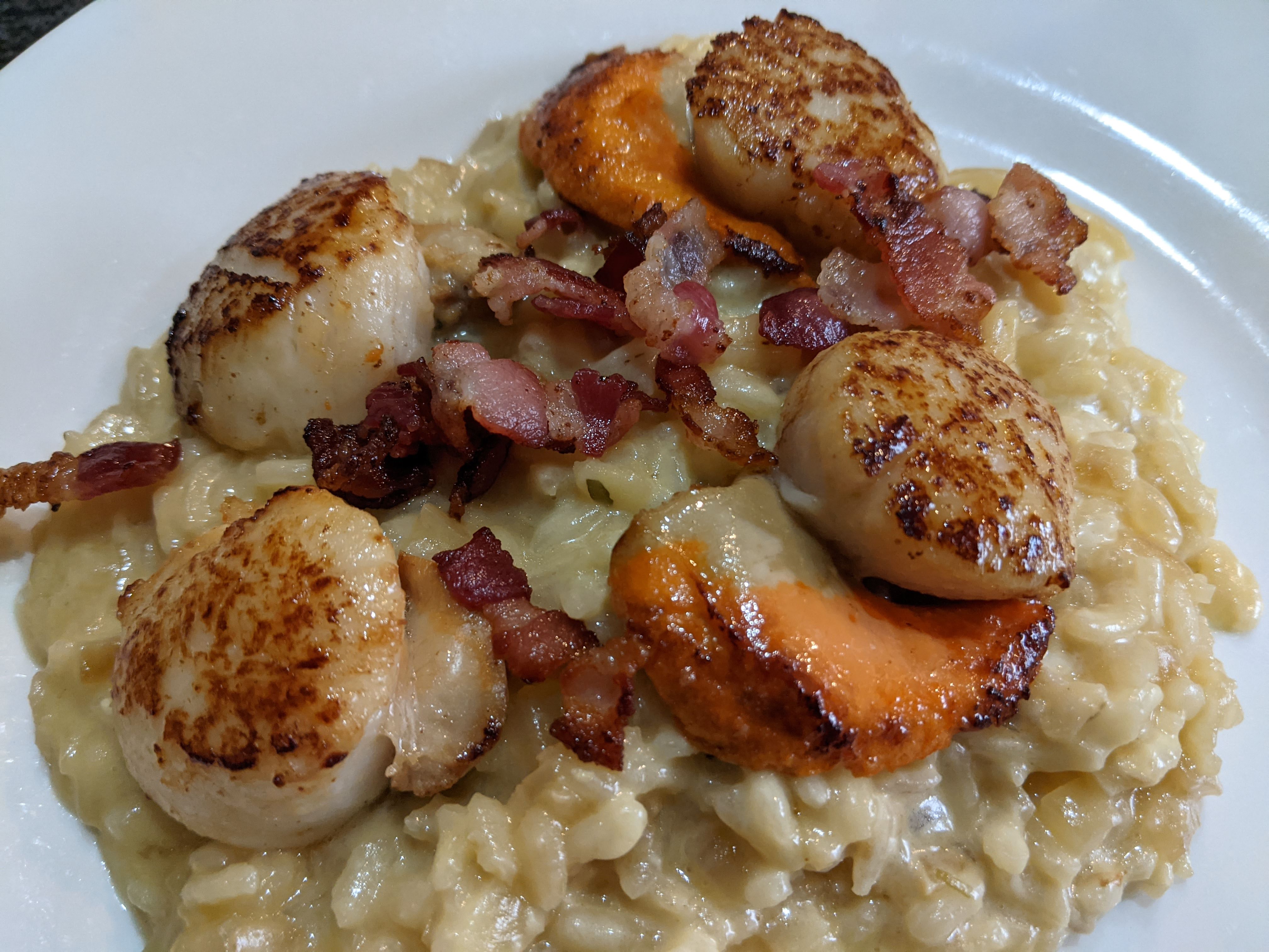 Scallop, Beer, Cheddar and Bacon Risotto